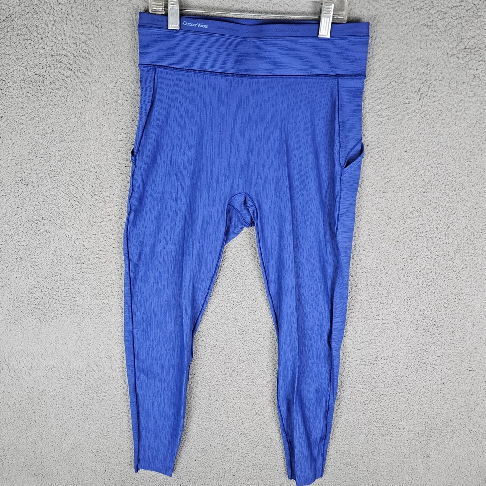 Outdoor Voices Leggings Women Large Blue Seamless 7/8 Athletic Yoga Pants